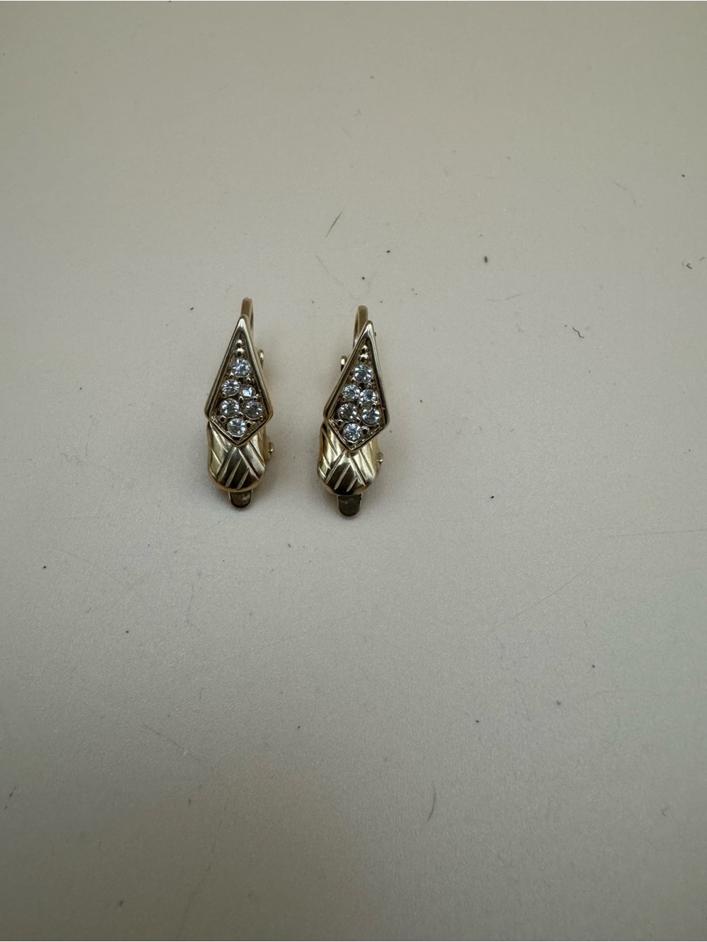 Artisan Gold and Clear Crystal Teardrop Earrings 153